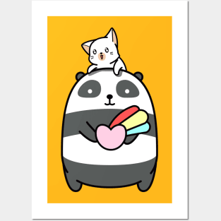 Cute Panda Rainbow Love for Kitty Posters and Art